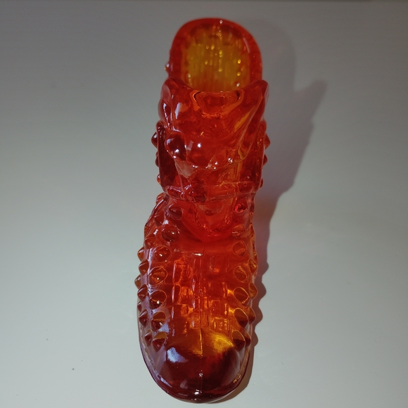 Fenton Orange Glass Art Shoe - Picture 2 of 4